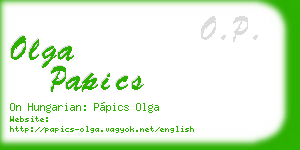 olga papics business card