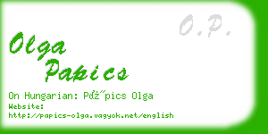 olga papics business card